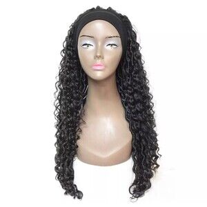 Synthetic Faux Locs Curly Headband Wig